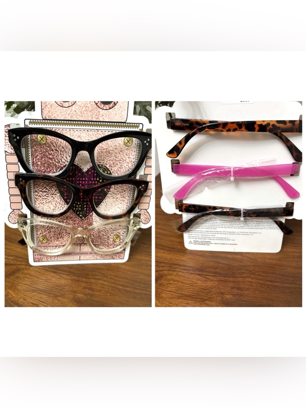 BETSEY JOHNSON WOMEN 3 PACK READING GLASSES READERS +2.50 DESIGNER SOFT CAT EYE